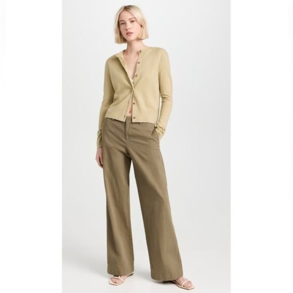Vince Pants - VINCE High-rise cotton twill wide-leg pants in Artichoke Size 12